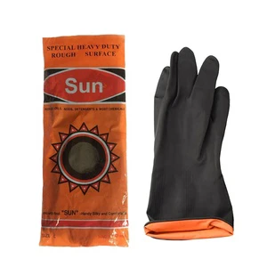 Black Latex Industrial Chemical Resistant Sun Brand Safety Gloves