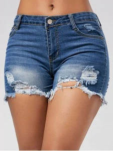 Custom Wash High Quality Stretch High Waist Short Women's Denim Shorts Wholesale