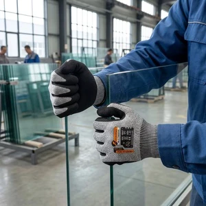MaxiTough High Grip 13g HPPE Anti-Cut Safety Gloves HPPE Nitrile Sandy Non-slip Durable Glass Handling Work Safety Gloves