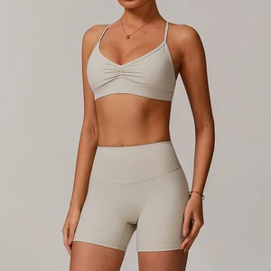 Women's Plus Size Active Yoga Shorts Set Reversible Breathable Crew Neck Elastic Waist Summer Indoor Gym Fitness Recyclable 1