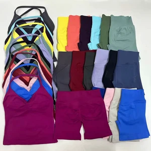 Wholesale Sportswear 2 Pcs High Quality Zip up Gym Fitness Sets Gym Yoga Active Bra and Leggings Set
