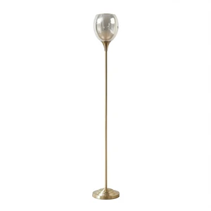 Uplight Floor Lamp Mercury Glass Shade Brass Base Modern Design LED Light Source 2700K Warm White Residential Use
