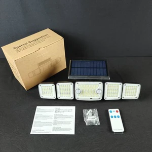 Solar 5-Head Split Wall Light with Remote Control 300LED Outdoor Motion Sensor Security Lamp