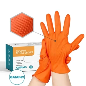 BSS015 Orange Diamond Grip 8mil Custom logo Mechanical Repair Guantes De Nitrilo Diamante Powder Free Disposable Nitrile Gloves