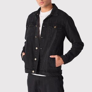 Latest Designs Men Denim Winter Jacket With Custom Logo Custom Logo Design High Quality Solid Color Streetwear Jean Jackets