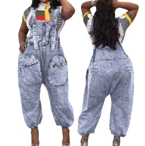 Punk Gothic Boyfriend Jeans Fashion Versatile Jean Jumpsuits Women Overalls Loose Strap One Piece Pants Denim Jumpsuit Women