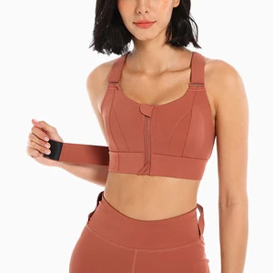 Plus-size Sports Bars Zipper Underwear High Strength Shock-proof Anti-sag Yoga Tank Top Strong Support High Impact Sport Bra