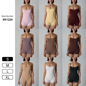 SK1224 Womens Slim Yoga Bodysuit Sexy Lace Straps Lightweight High Waist Butt Lift Jumpsuit Romper