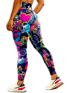 Women's High Waist Ankle-Length Color Blocking Printed Breathable Quick-Drying Seamless Yoga Pants Spandex/Polyester Elastic