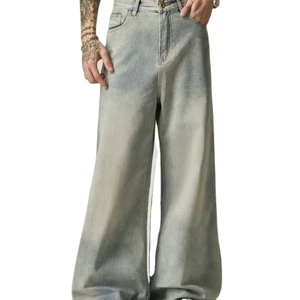 Wide-Leg Vintage Wash Carpenter-Style Jeans Sale Price & Oversize Vintage Fit Pant with Mid Waist Faded Black-Plus Size