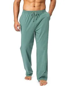 Men's Cotton Yoga Sweatpants Athletic Lounge Pants Open Bottom Casual Jersey Pants for Men with Pockets