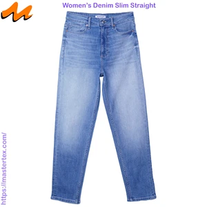 Women's Slim Straight Denim Jeans Casual Party High Waist Stonewashed Rivet Coolmax Temperature Regulating Full Length 11.62 OZ