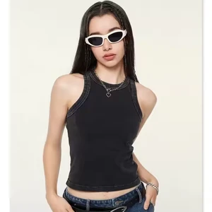 Women Tank Tops Summer Sleeveless Basic Top Shirt Slim Knit Ribbed Washed Blouses Plus Size Women's Tank Top