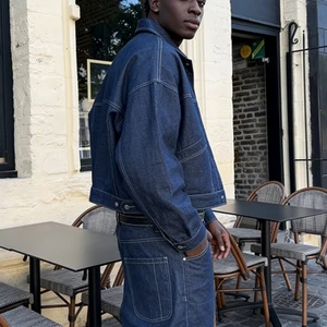 90s Retro Women's Knitted Denim Jacket Loose Fit Streetwear with Eco-Friendly Cotton Lining Stripe Design