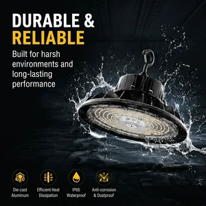US Stock Energy Efficient LED UFO High Bay Light For Industrial & Warehouse Use With Adjustable Wattage & 3CCT