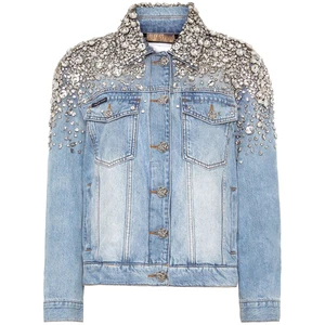 New Arrival Women Autumn Casual Vintage Breathable Denim Jackets Customized Pockets Blue Solid Medium Wash Polyester/Cotton