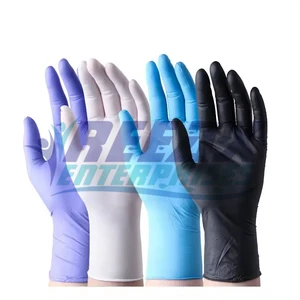 Ready to Ship Reeax Non Sterile Fingertips Protective Safety Powder Free Disposable Black Nitrile Gloves Manufacturers