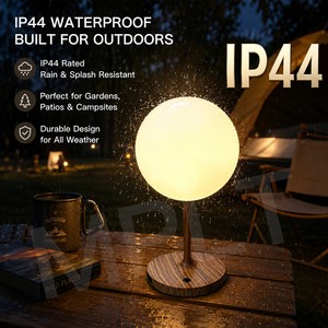 IP44 Waterproof Outdoor Table Lamp Aluminum Base Rechargeable LED Globe Light For Patio Garden Bar