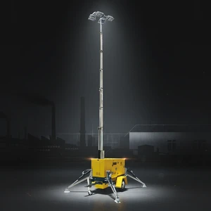 9m Hydraulic System Diesel Mobile Lighting Tower 4x400W LED Telescopic Mast Trailer Mounted Light Tower for Construction Use