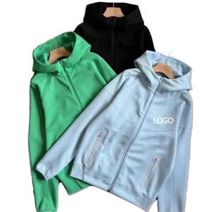 Winter Men's Casual Regular Maternity Suit 100% Cotton Solid Acid Wash Four-Way Stretch Breathable Eco-Friendly Fleece Hooded