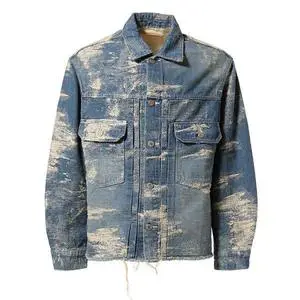 Denim Jacket for Men Winter Windproof 100% Cotton Warm Blue Jean Outerwear Trucker Style Button up Streetwear Casual Coat