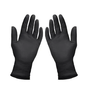 High Quality Disposable Black Nitrile Five-Finger Safety Gloves Waterproof Anti-Slip Powder-Free Direct Factory Supply Wholesale