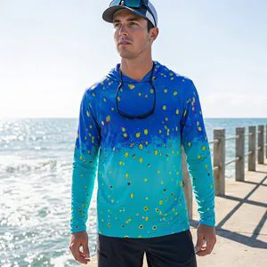 Wholesale Custom Fishing Attire Long Sleeve UPF50+ Sun Protection Fishing Hoodie