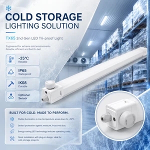Wholesale Low Temperature IP65 LED Tri-proof Light Anti Frost Sensor Ready Freezer Room Linear Fixture 20-60W 5-Year Warranty