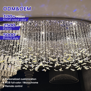Public Space Project Custom Butterfly Art Lamp PMMA Fiber Optic Art Gallery Chandelier Boutique Shop LED Pendant Light