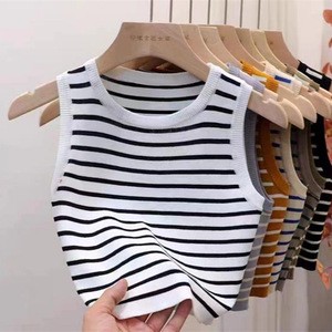 Hot selling trend summer regular sports striped camisole vest for women