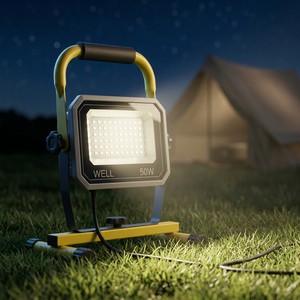 Linsheng 50W 5000LM IP66 Portable LED Work Light 360° Rotatable Jobsite Light with Stand for Garage & Auto Repair