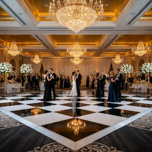 Wholesale Professional Modern Luxury Black White Checkered Dance Floor HPL Surface Easy Installation Portable for Wedding Party