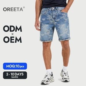 Factory Wholesale Men's Casual Trendy Summer Denim Shorts Zipper-Fly Mid Waist Woven Men Breathable Washed Denim Short