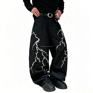 High Quality Custom Men's Baggy Ripped Washed Vintage Straight Denim Jeans