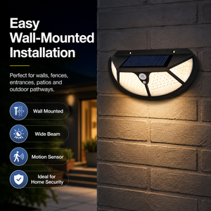 Outdoor Solar Wall Lamp IP65 Waterproof 270 Degree PIR Motion Sensor LED Light Small 8-10 Hours for Garden Fence Garage