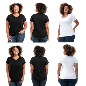 100% Cotton Polyester Plus Size T Shirts Women Summer Lightweight V-Neck Tee Shirt Ladies Short Sleeve Jogging T Shirt Women's