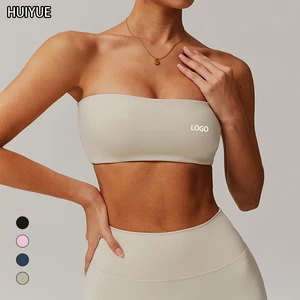One-Piece Nude Sports Bra Anti-Exposure Tube Top Base Layer Fitness Top Tight Yoga Clothes