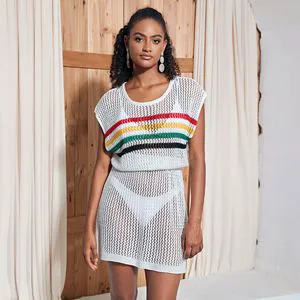 JSN9202172 2024 Factory Wholesale Multiple Color Hollow Out Sexy Beachwear Cover up
