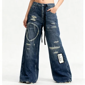 Wholesale Women's Jeans Pants Cotton Trousers Fashionable Retro Washable Straight Leg Jeans
