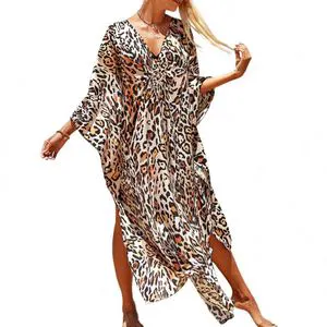 Wholesale Custom Womens Beachwear Long Beach Cover up Kaftan Kimono Mujer