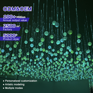 Real Estate Project Custom Floating Bubble Fiber Optic Lamp PMMA Fiber Optic Sales Gallery Entertainment Hall LED Pendant Light