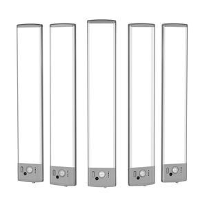 5 Pcs 68 Led Motion Sensor Under Cabinet Lights Battery Operated White 5000K Daylight Minimalist Design Surface Mounted
