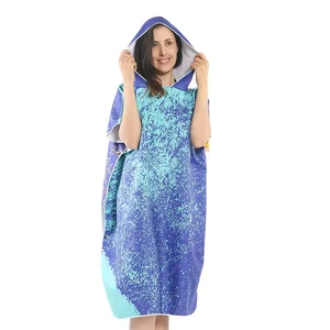 Hooded Surf Poncho Towel With Cartoon Pattern Quick Dry Knitted Microfiber Changing Robe Summer Beach Cover Up For Water Sports