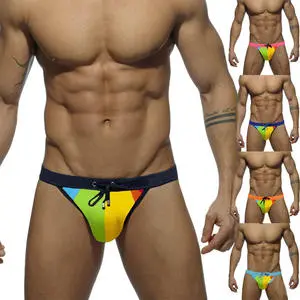 Low Waist Men Bikini Swimwear Beach Shorts Beachwear Men'S Swimming Trunks Swim Brief With Removable Pad