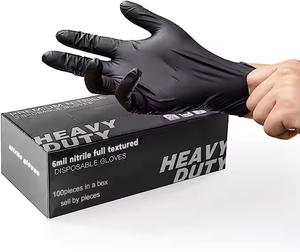 Full Texture 6mil Tattoo Thick Black Nitrile Gloves Latex Free Heavy Duty Beauty Salon Durable Disposable Black Nitrile Gloves
