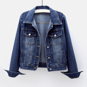 Women's Elegant Spring/Autumn Casual Outerwear New Solid Pattern Denim Jacket Spandex Lining Knitted Processing Versatile