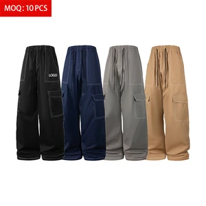 Wholesale Custom Style Logo Men's Cargo Pants Loose Wide Leg Street Style Lightweight Garment Dyed Mid Elastic Multi-Pocket
