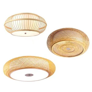 Manual Rattan Lamp Design Indoor Manual Wicker Wholesale Bamboo Ceiling Light Chinese Style Bamboo Lamp Shade