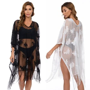 New Knitted Beach Cover up Women Bikini Swimsuit Hollow Out Beach Dress Tassel Tunics Bathing Suits Cover-Ups Beachwear