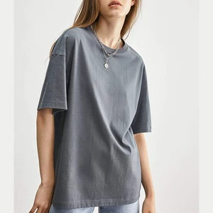 Wholesale Plus Size Grey Oversized T-Shirt Short Sleeve Grey Material Women t Shirt Womens Tshirts with logo Custom logo Printed